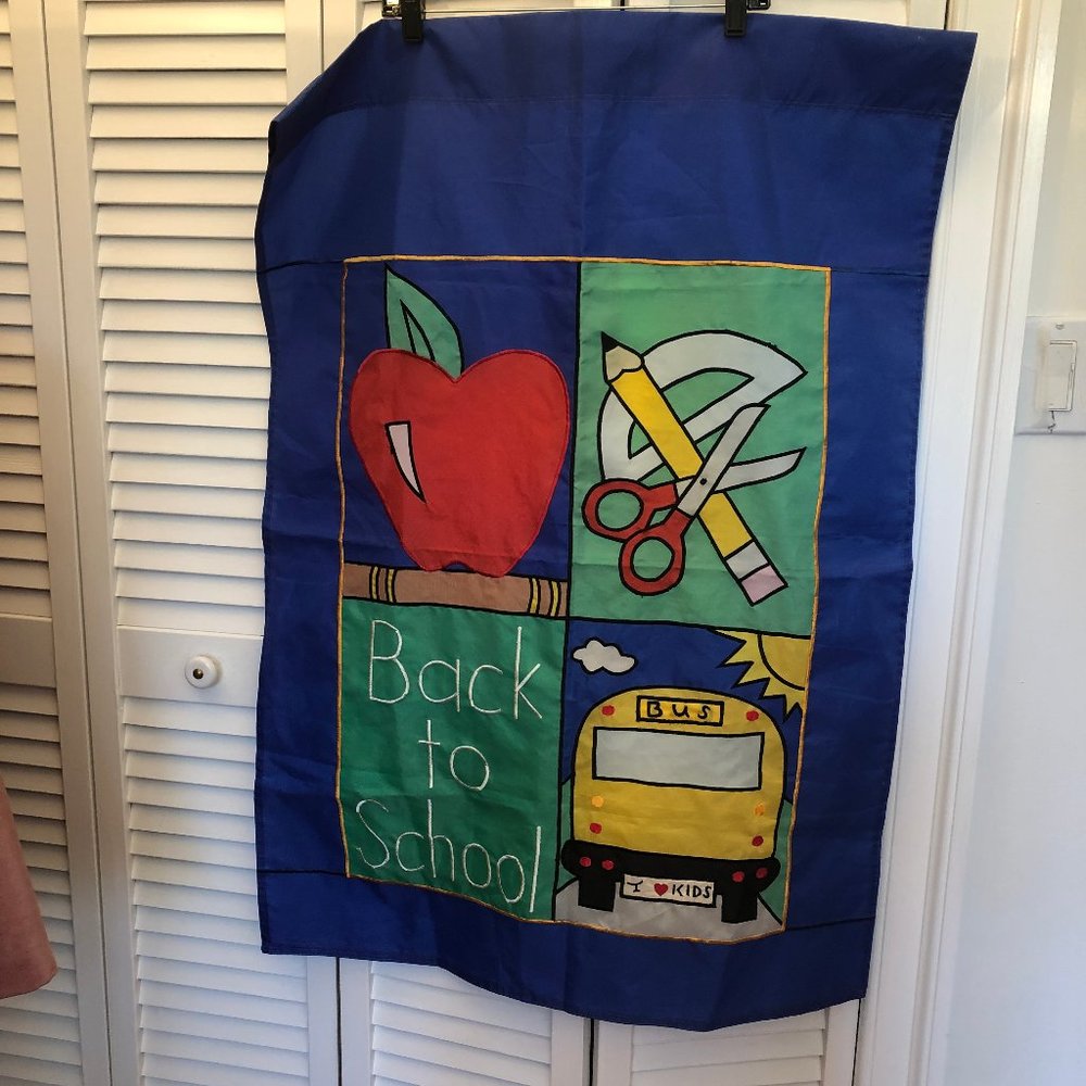 House Porch flag blue 4 panels Back to school
